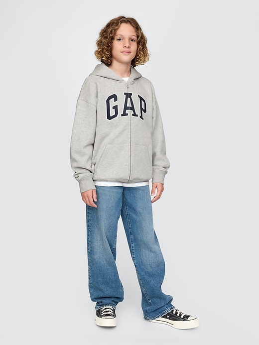 felpa con cappuccio e zip con logo morbido vintage per bambini