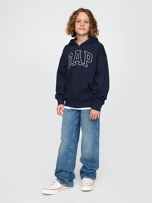felpa con cappuccio e zip con logo morbido vintage per bambini