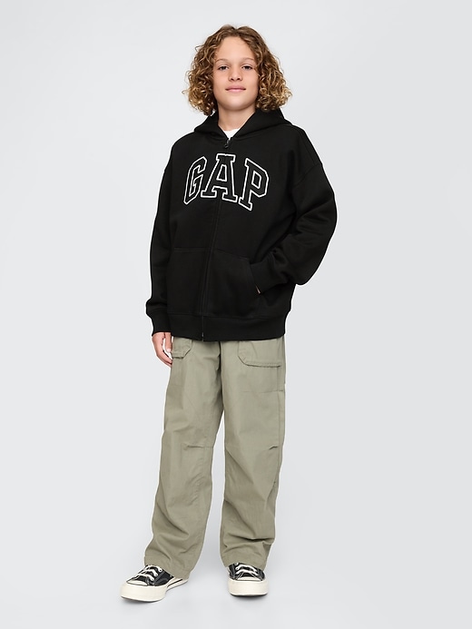felpa con cappuccio e zip con logo morbido vintage per bambini