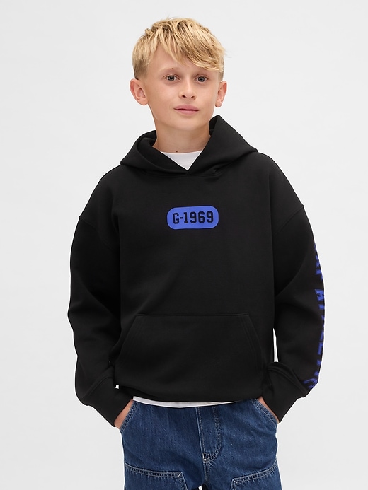 felpa con cappuccio e logo gapfit tech ad asciugatura rapida per bambini