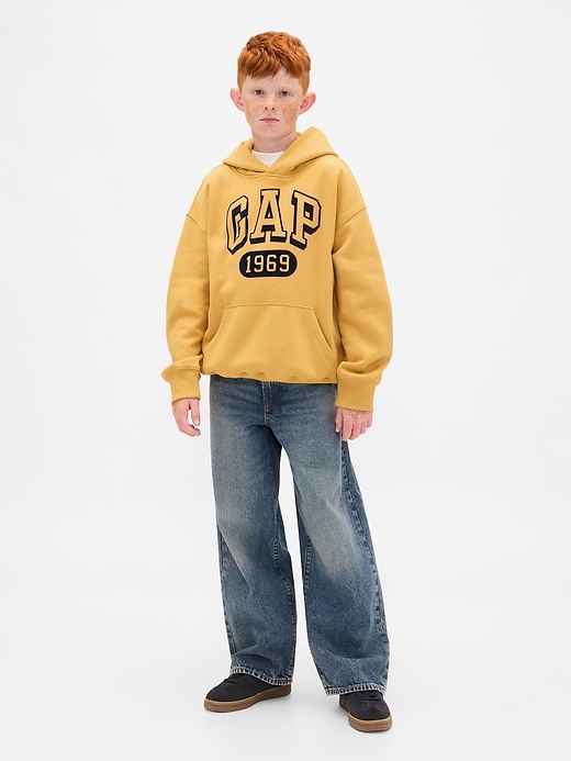 felpa con cappuccio con logo vintagesoft per bambini