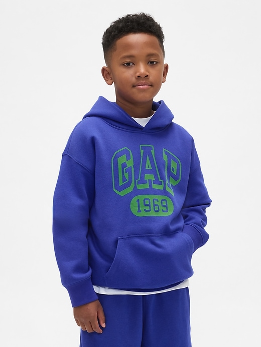 felpa con cappuccio con logo vintagesoft per bambini