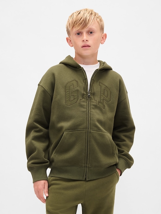 felpa con cappuccio e zip con logo vintagesoft per bambini