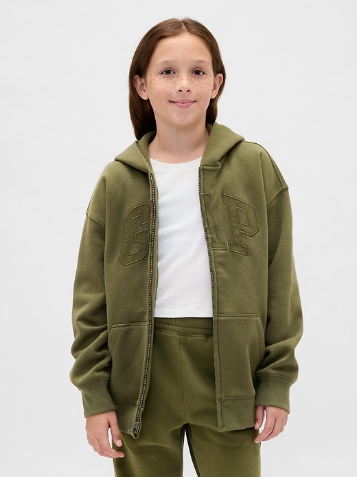 felpa con cappuccio e zip con logo vintagesoft per bambini