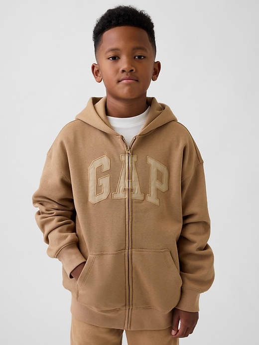 felpa con cappuccio e zip con logo vintagesoft per bambini