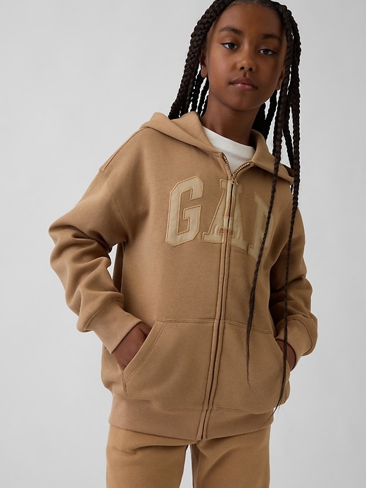 felpa con cappuccio e zip con logo vintagesoft per bambini
