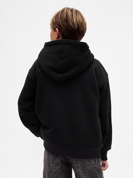 felpa con cappuccio e logo con zip e fodera in sherpa per bambini