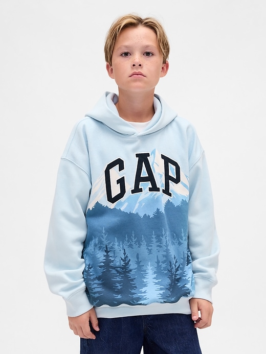 felpa con cappuccio con logo grafico per bambini