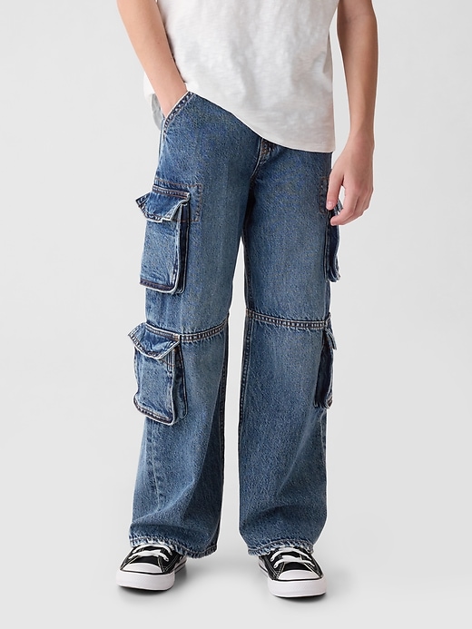 jeans larghi cargo doppi per bambini