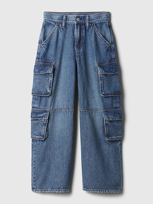 jeans larghi cargo doppi per bambini