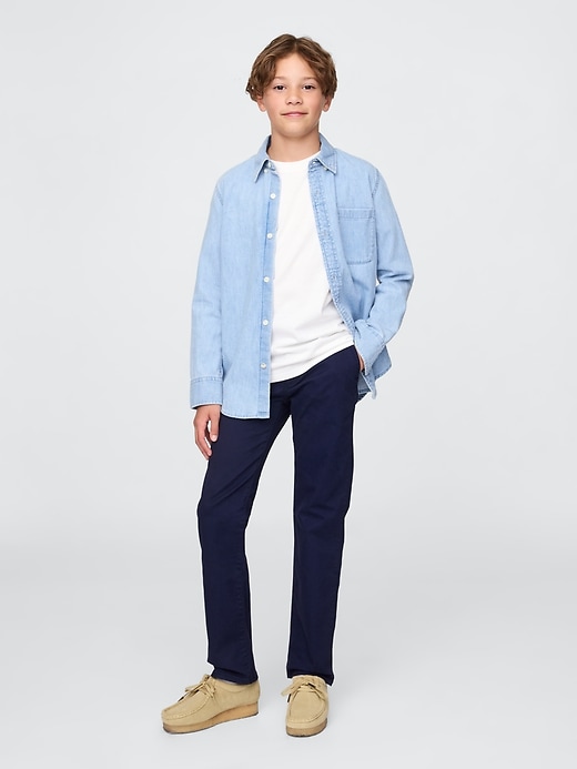 pantaloni cachi elasticizzati dritti per bambini uniformi