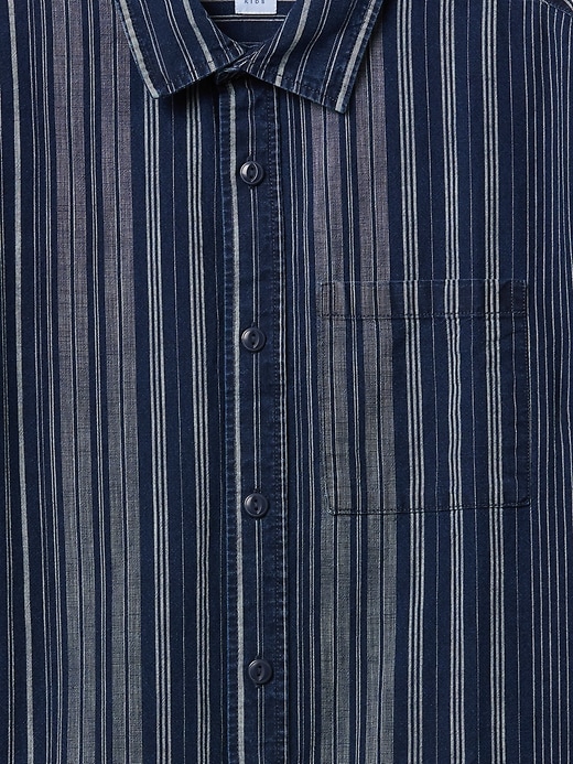camicia a righe indaco rilassata per bambini