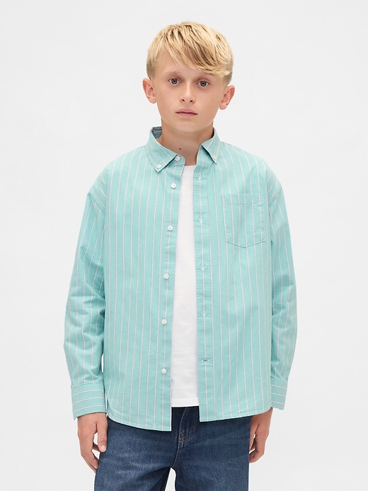 camicia rilassata in popeline di cotone biologico per bambini