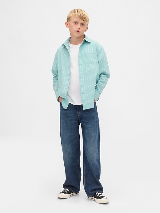 camicia rilassata in popeline di cotone biologico per bambini