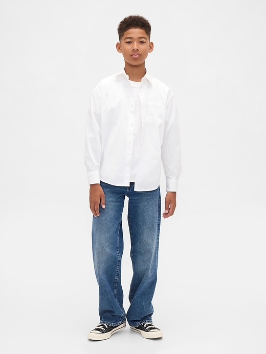 camicia rilassata in popeline di cotone biologico per bambini