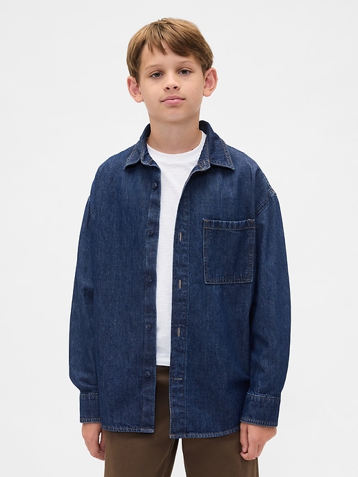 camicia oversize in denim per bambini