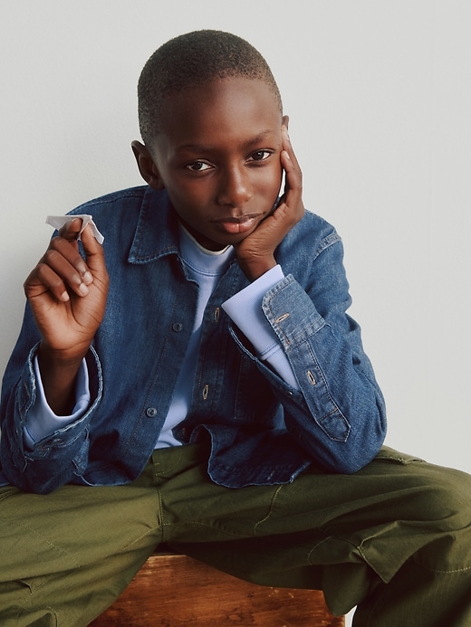 camicia oversize in denim per bambini