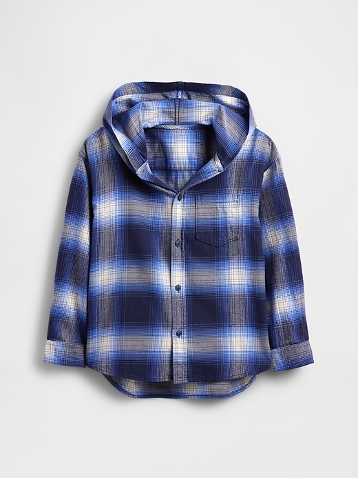 camicia in flanella con cappuccio in cotone biologico per bambini
