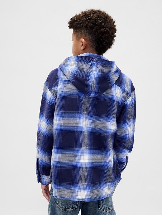 camicia in flanella con cappuccio in cotone biologico per bambini
