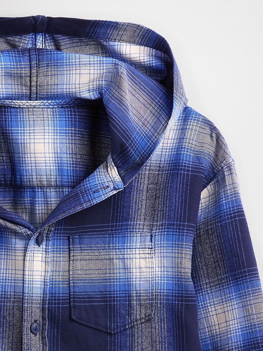 camicia in flanella con cappuccio in cotone biologico per bambini