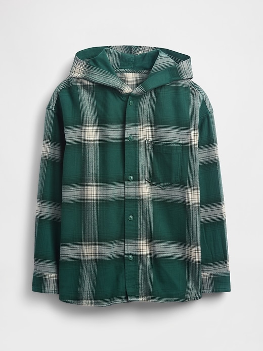 camicia in flanella con cappuccio in cotone biologico per bambini