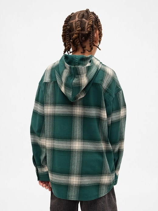 camicia in flanella con cappuccio in cotone biologico per bambini