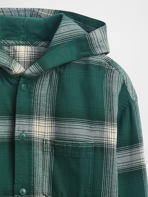 camicia in flanella con cappuccio in cotone biologico per bambini
