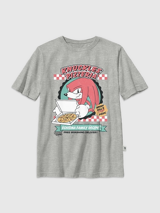 maglietta grafica per bambini sonic the hedgehog knuckles pizza