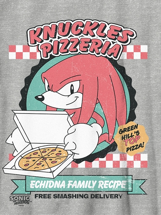 maglietta grafica per bambini sonic the hedgehog knuckles pizza