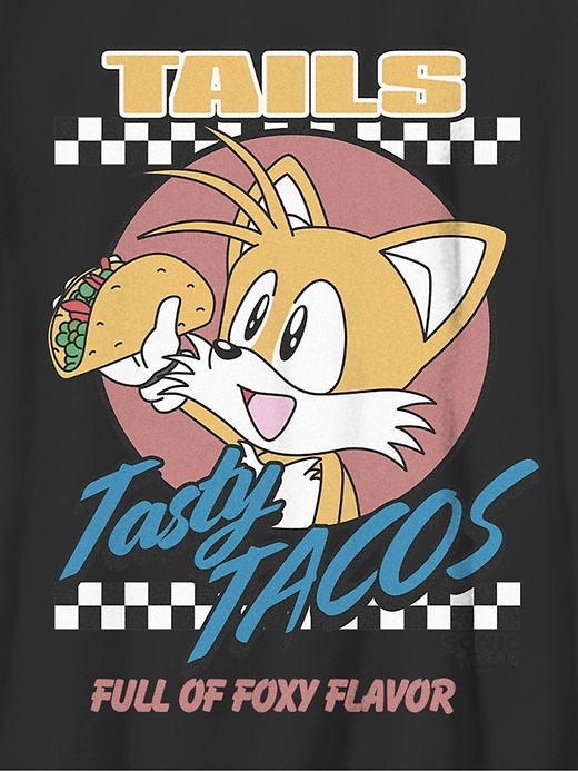 maglietta grafica per bambini sonic the hedgehog tails tacos