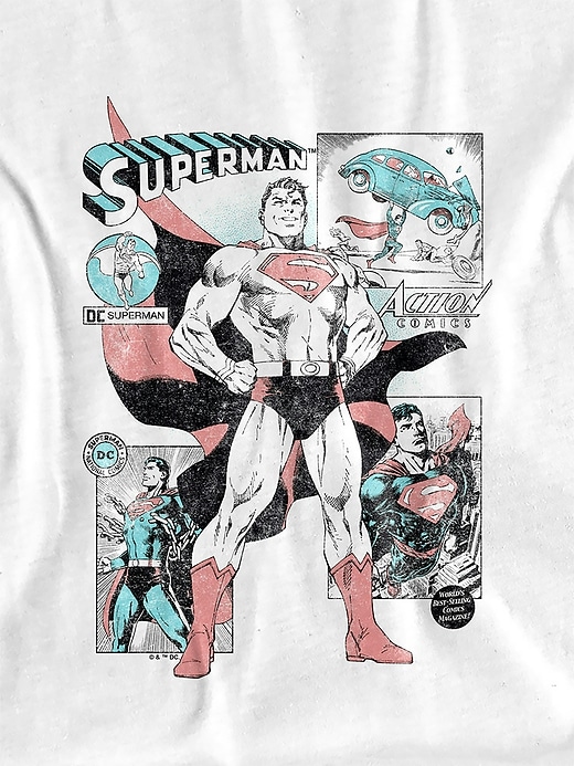 maglietta grafica per bambini con pannelli dei fumetti di superman