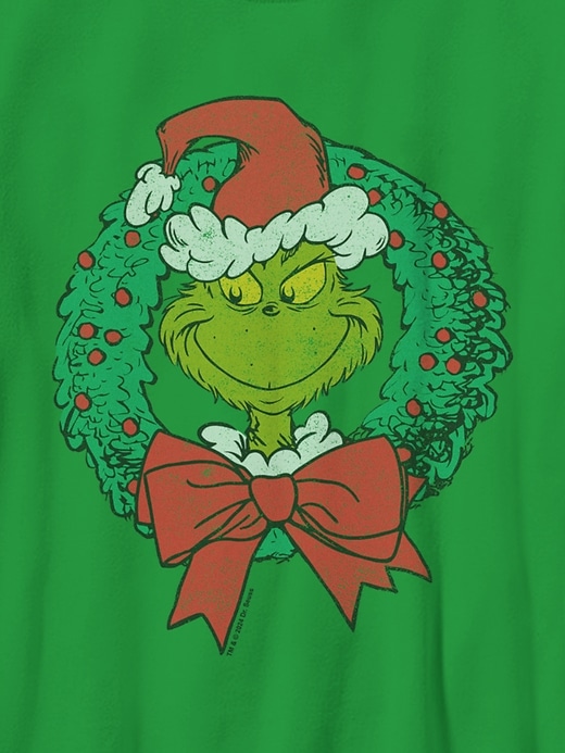 maglietta grafica per bambini con la ghirlanda del grinch