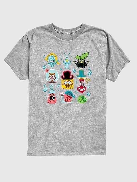 maglietta a maniche corte per bambini con griglia del film spongebob alla ricerca di squarepants