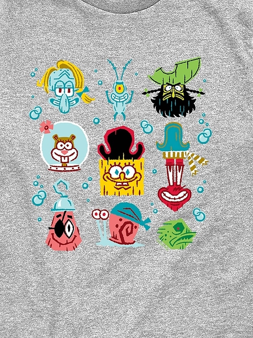 maglietta a maniche corte per bambini con griglia del film spongebob alla ricerca di squarepants