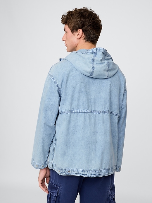 giacca anorak oversize in denim ripstop con cerniera
