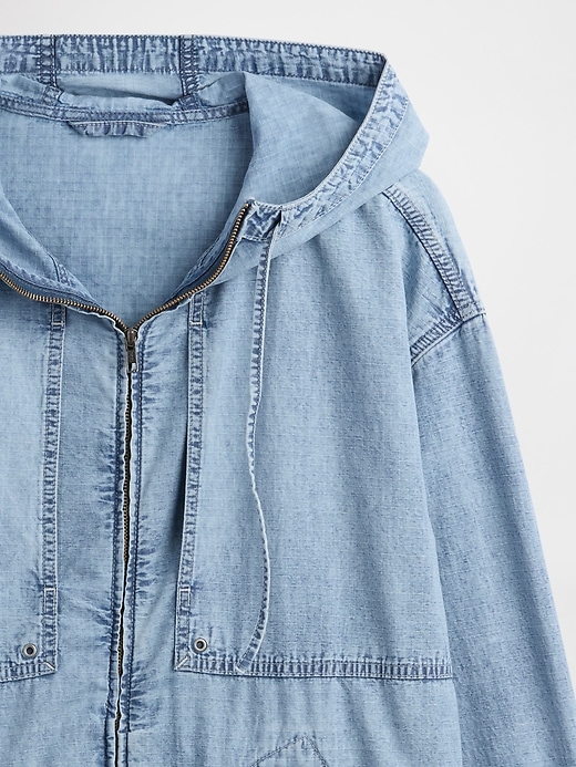 giacca anorak oversize in denim ripstop con cerniera
