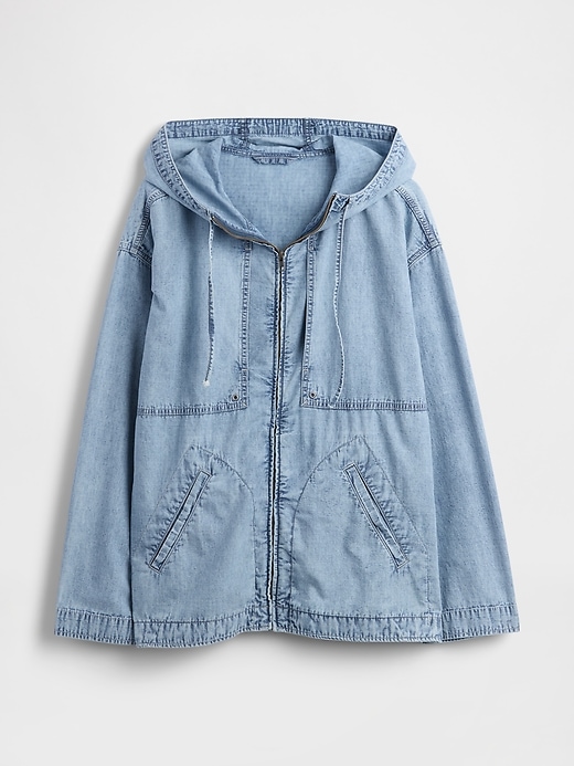 giacca anorak oversize in denim ripstop con cerniera