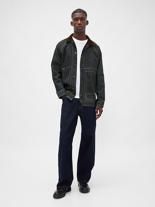 giacca da lavoro a righe in denim