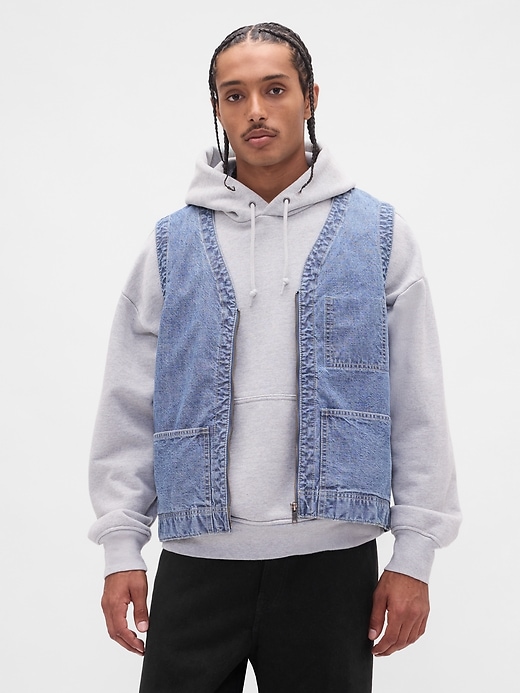 gilet multiuso in denim pesante