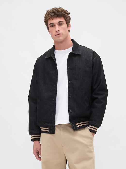 giacca in denim oversize stile college
