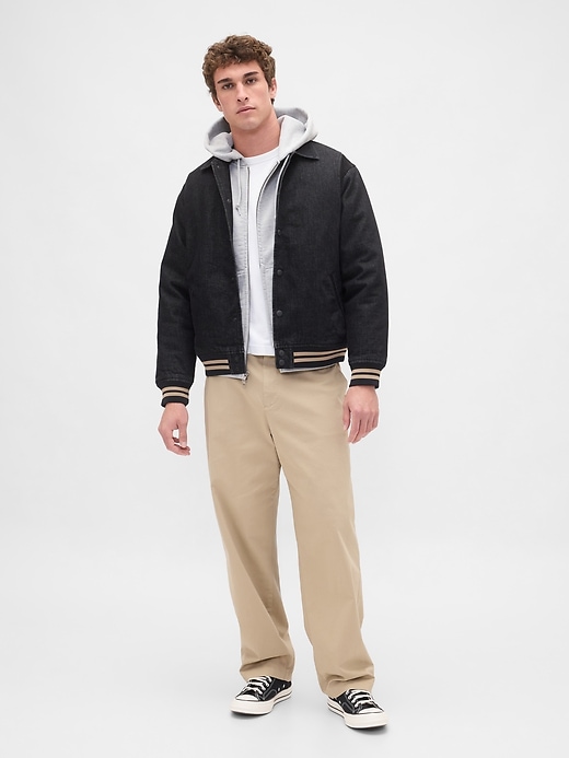 giacca in denim oversize stile college
