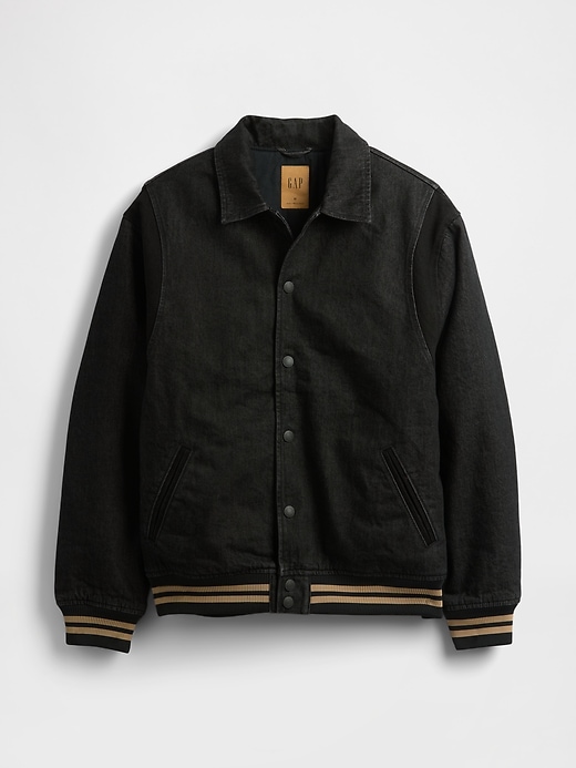 giacca in denim oversize stile college