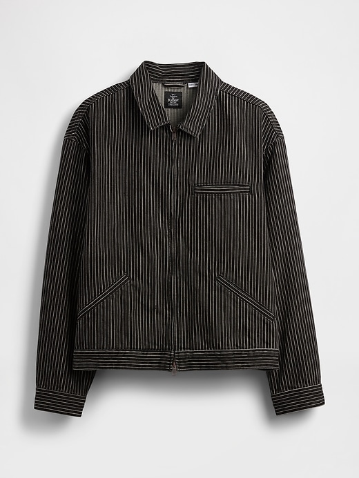 giacca in denim a righe the nightmare before christmas di tim burton di gap × disney
