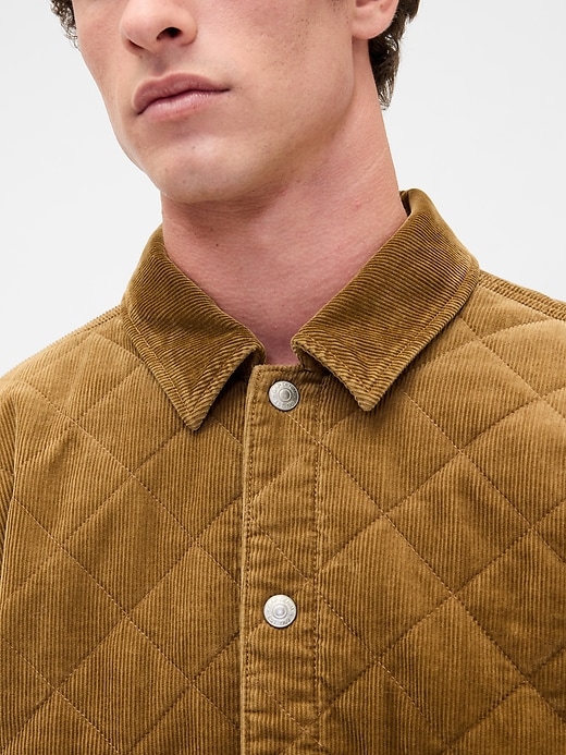 giacca-camicia trapuntata in velluto a coste rilassata