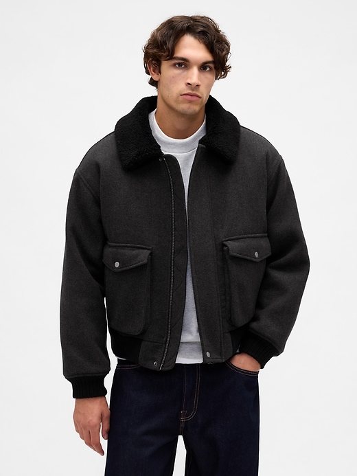giacca bomber rilassata in misto lana