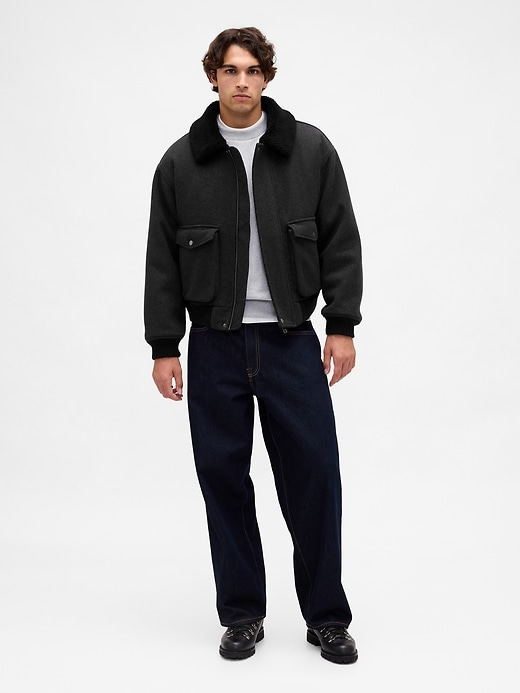 giacca bomber rilassata in misto lana