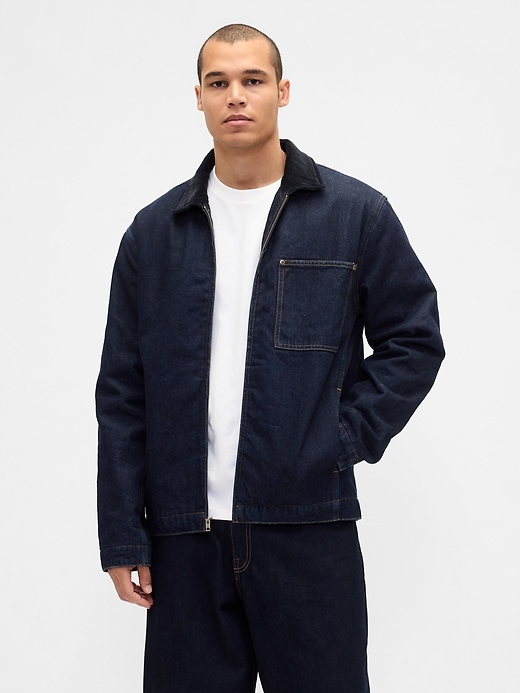 giacca chore con cerniera e fodera in denim