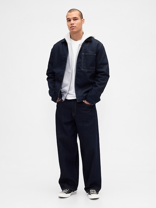 giacca chore con cerniera e fodera in denim