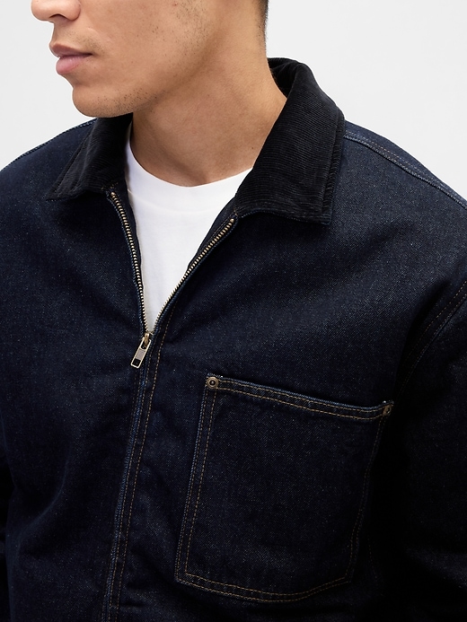 giacca chore con cerniera e fodera in denim