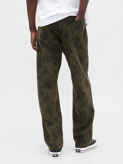 jeans larghi in tela floreale